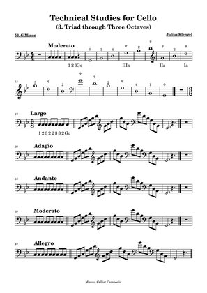 Technical Studies for Cello - G Minor (Triad through Three Octaves)