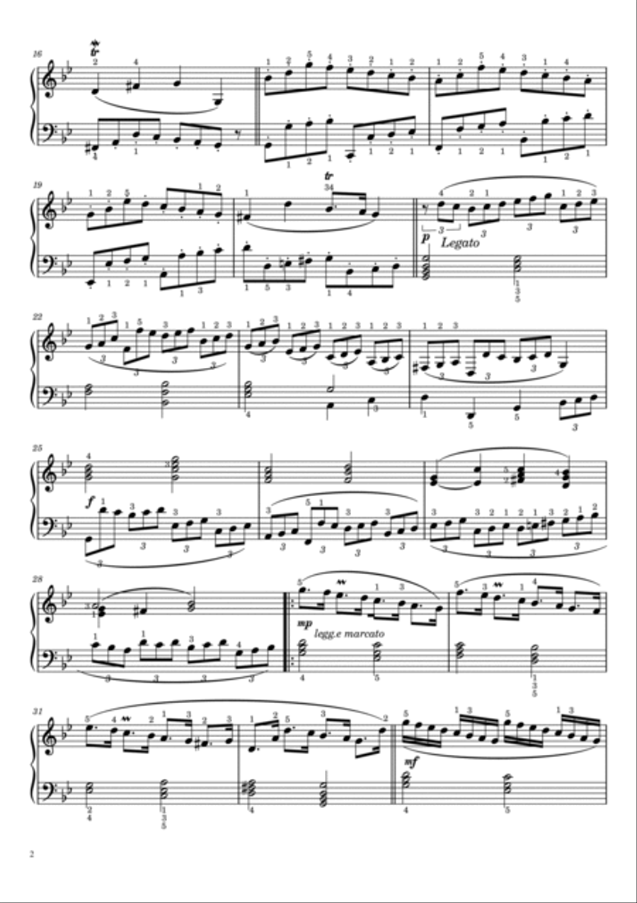 Handel - Passacaglia - (from Suite in G minor HWV 432) - Original With Fingered - For Piano Solo Piano Solo scores gallery preview page 2