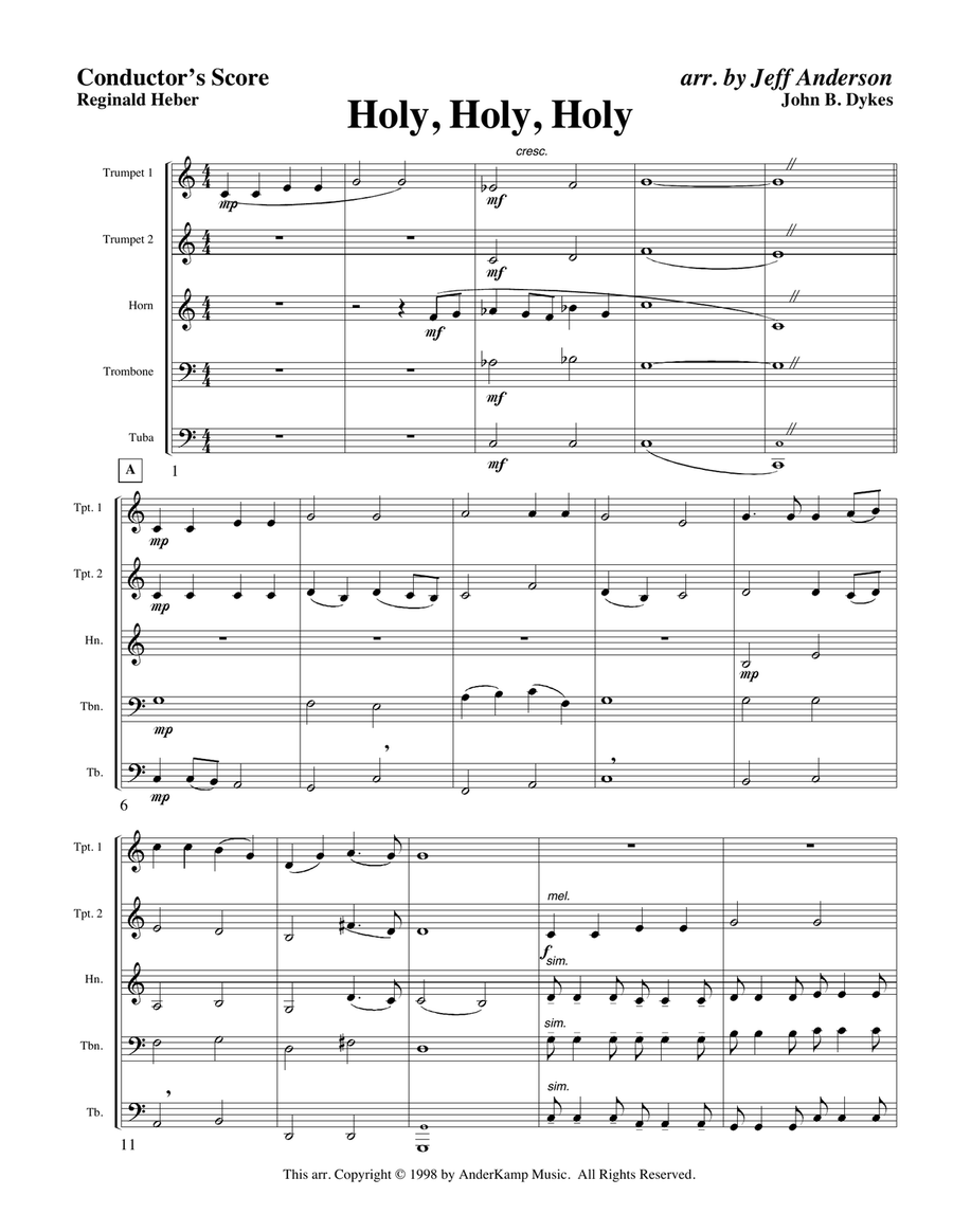 Holy, Holy, Holy for Brass Quintet Brass Quintet scores gallery preview page 1