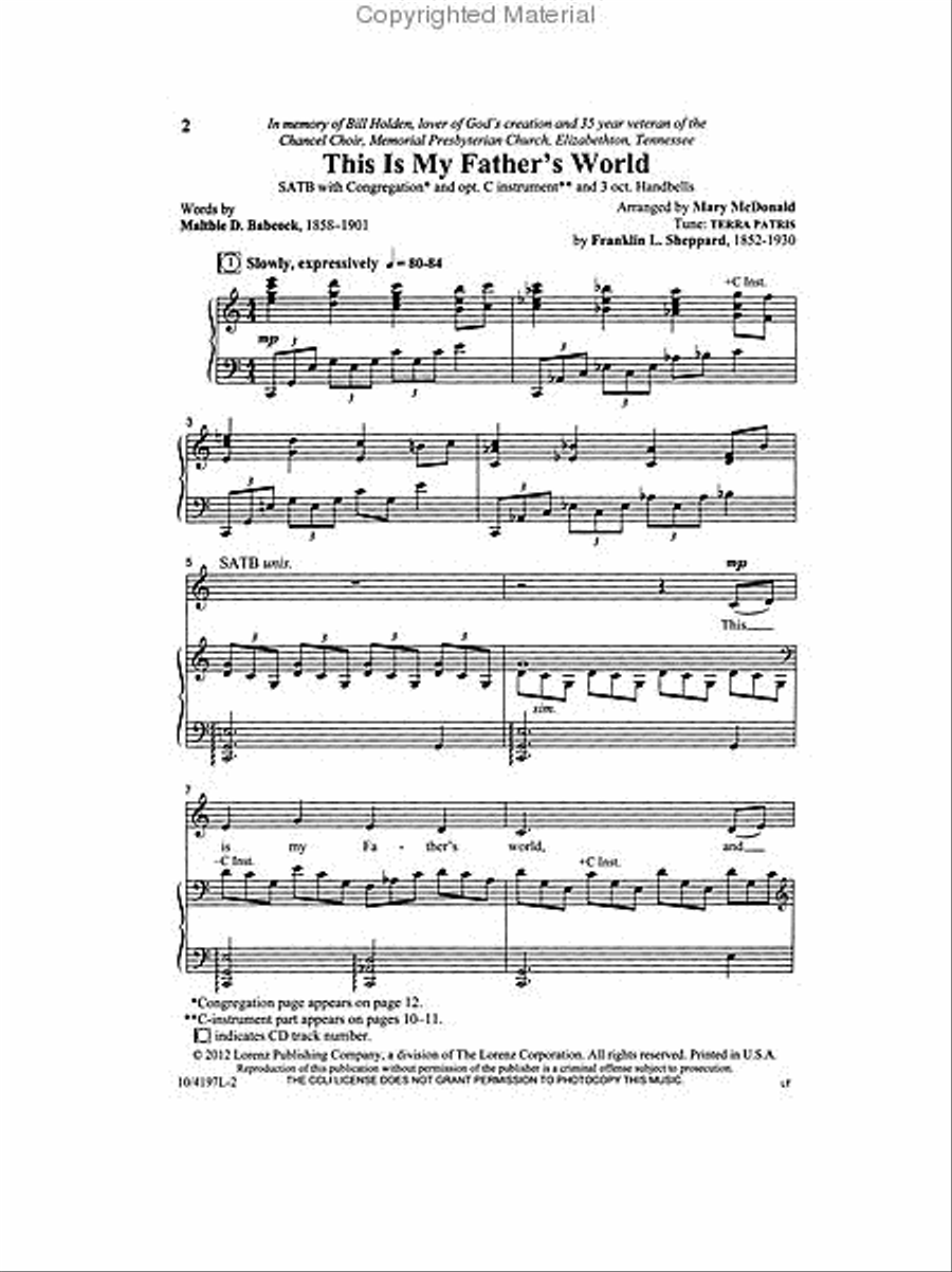 This Is My Father's World 4-Part scores gallery preview page 2