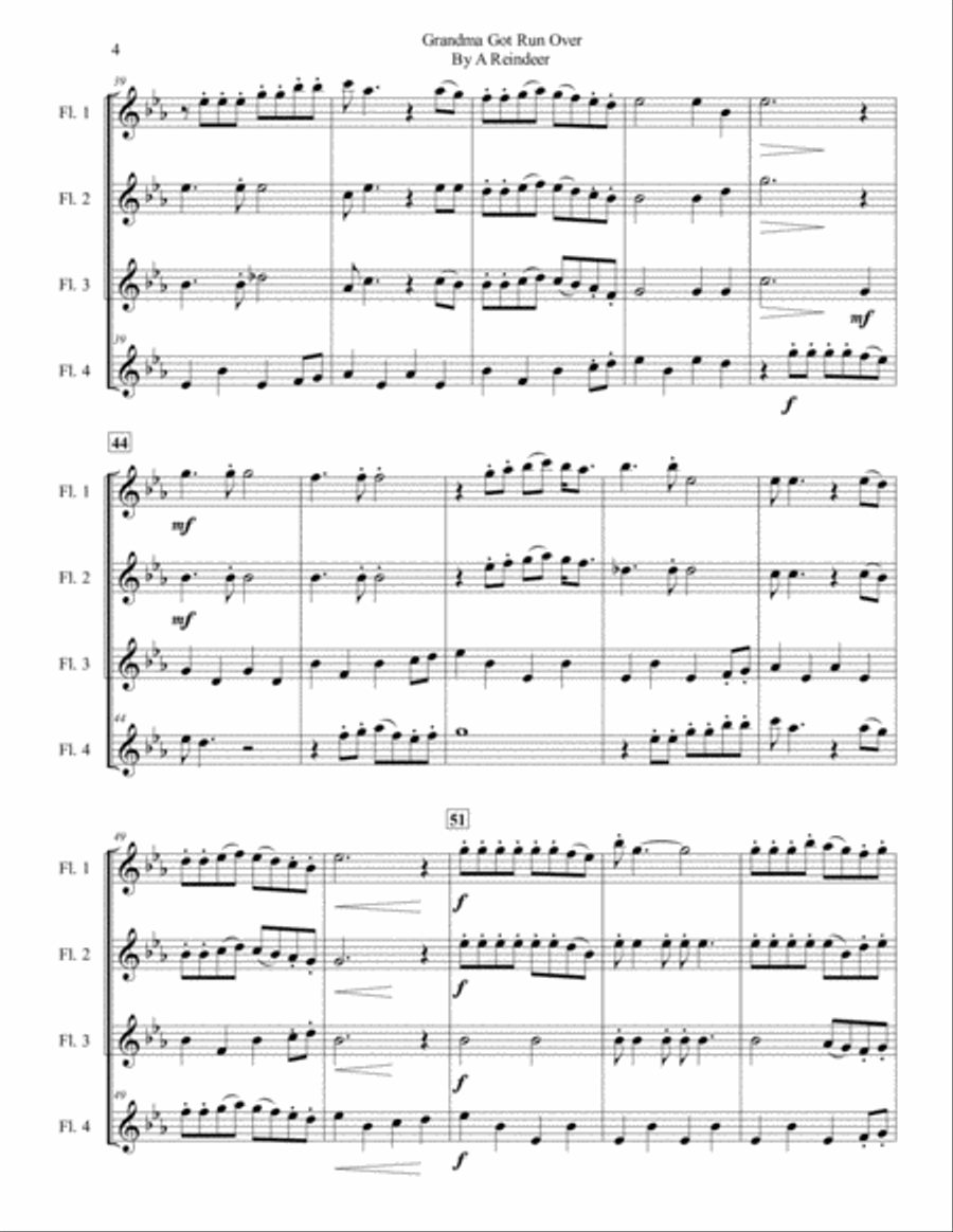 Grandma Got Run Over By A Reindeer Woodwind Quartet scores gallery preview page 5