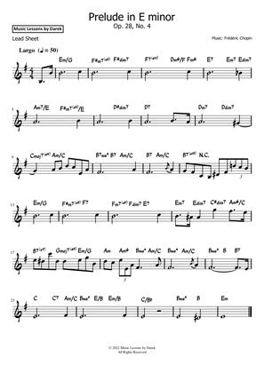 Prelude in E minor (LEAD SHEET) Op. 28, No. 4 [Frédéric Chopin]