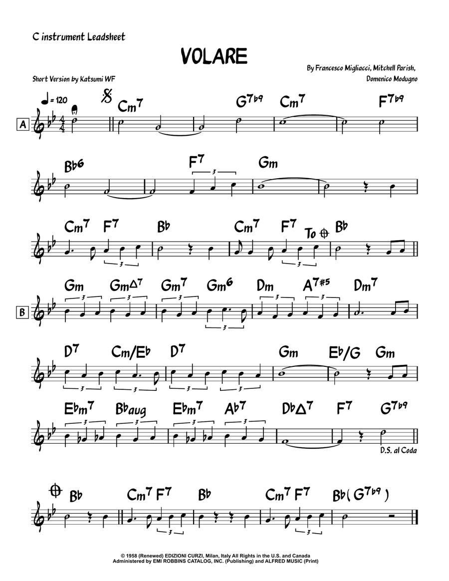 Volare Piano scores gallery preview page 1
