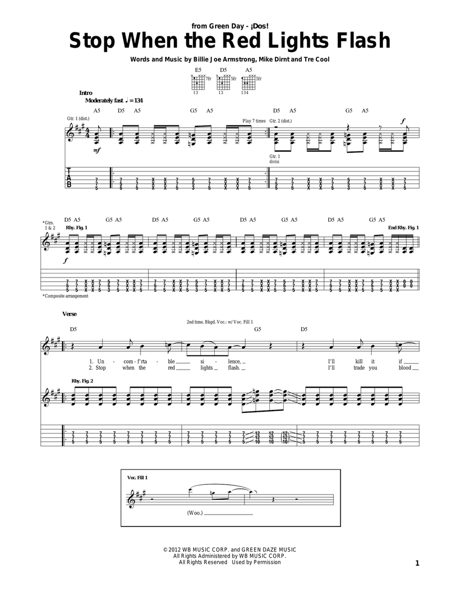 Stop When The Red Lights Flash Electric Guitar scores gallery preview page 1