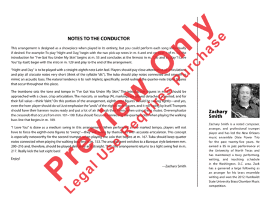 The Music of Cole Porter for Brass Quintet Jazz Ensemble scores gallery preview page 3