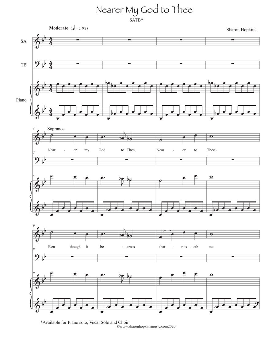 Nearer My God to Thee Piano, Vocal, Guitar scores gallery preview page 1