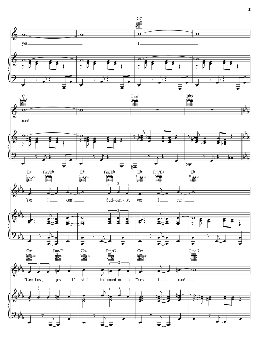 Yes I Can Piano, Vocal, Guitar scores gallery preview page 3