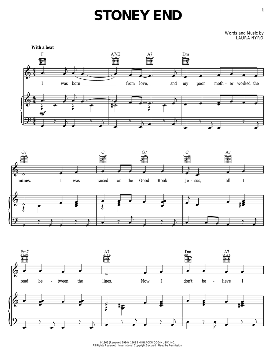 Stoney End Piano, Vocal, Guitar scores gallery preview page 1