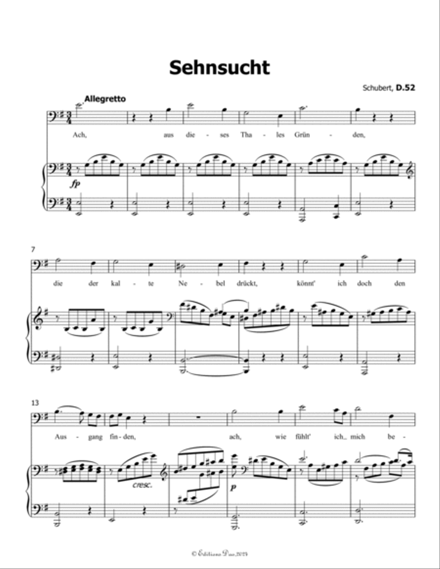 Sehnsucht, by Schubert, D.52, in G Major Voice scores gallery preview page 3