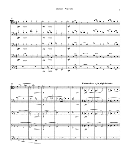 Ave Maria (1882 WAB 7) for 4-part Trombone Ensemble