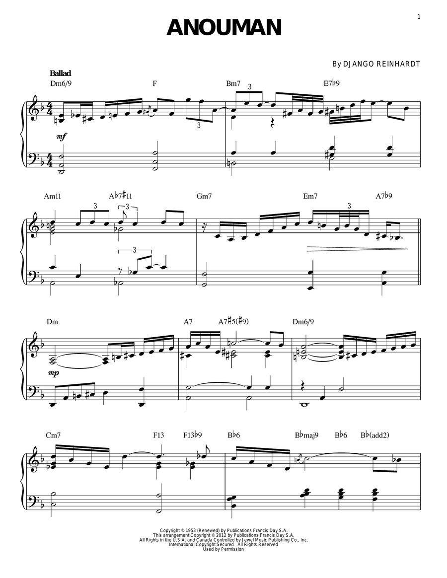 Anouman (arr. Brent Edstrom) Piano Solo scores gallery preview page 1
