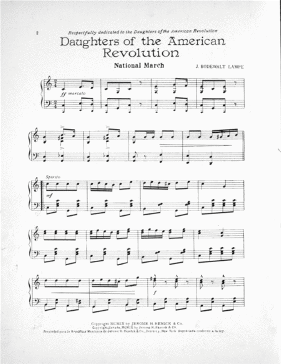 Daughters of the American Revolution. March-Two-Step Piano Solo scores gallery preview page 2