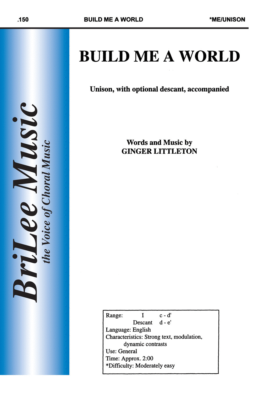 Build Me A World Unison Choir scores gallery preview page 1