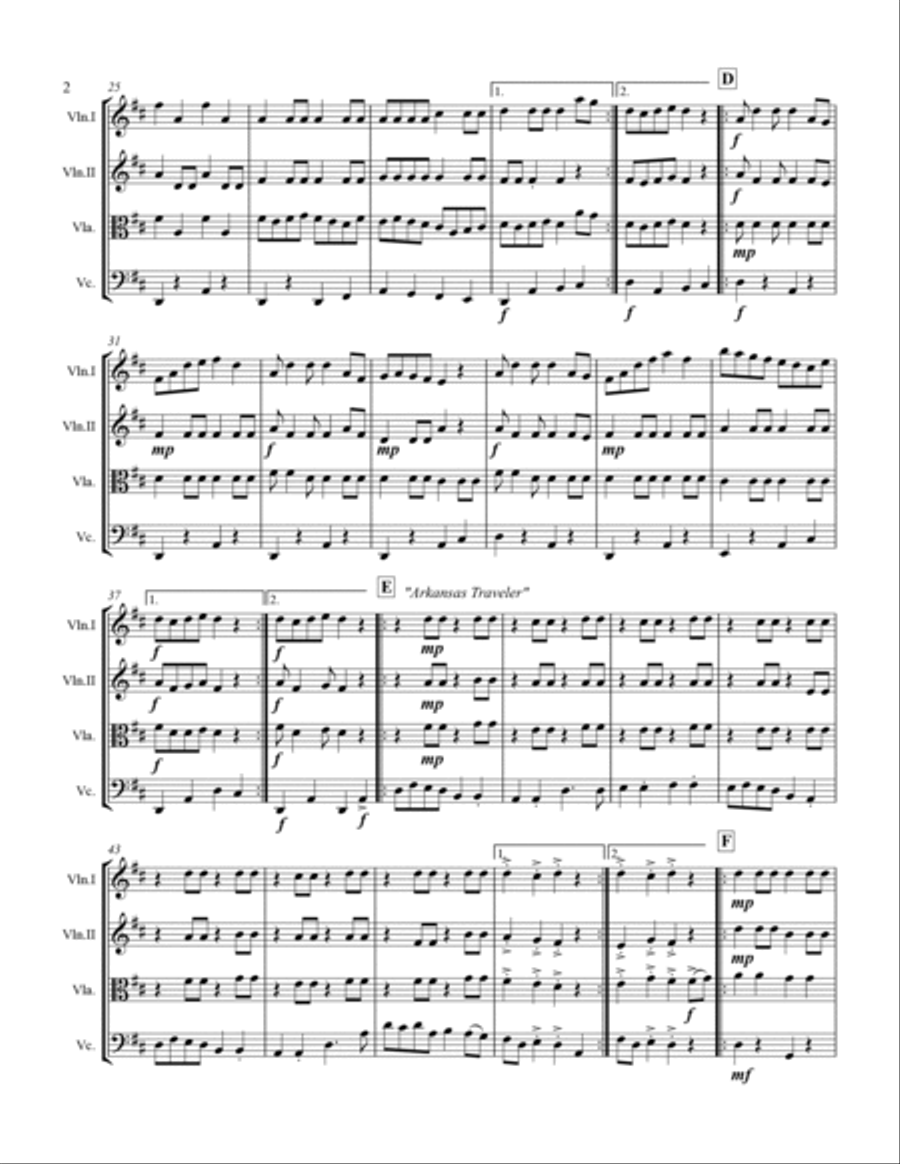 Fiddle Tunes Medley (for String Quartet) String Quartet scores gallery preview page 3