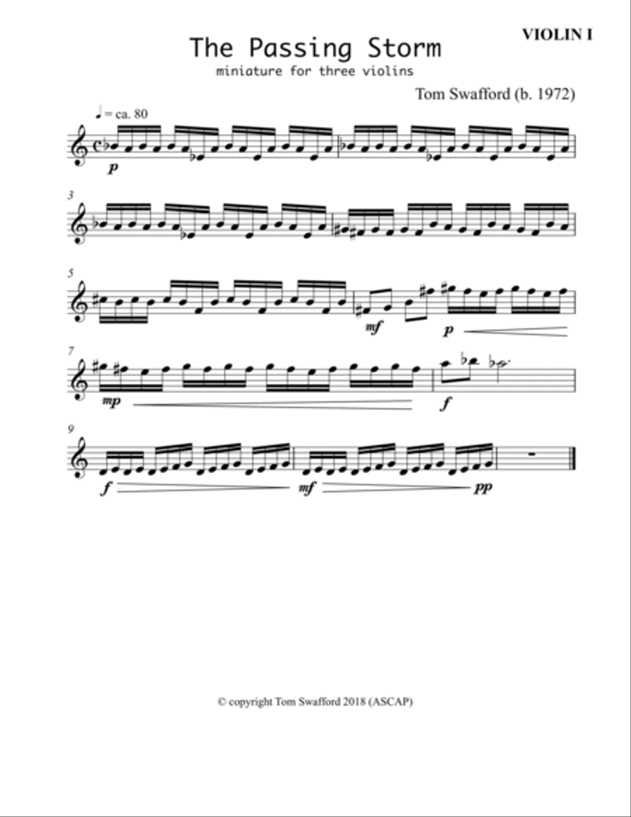 The Passing Storm - miniature for three violins Small Ensemble scores gallery preview page 3