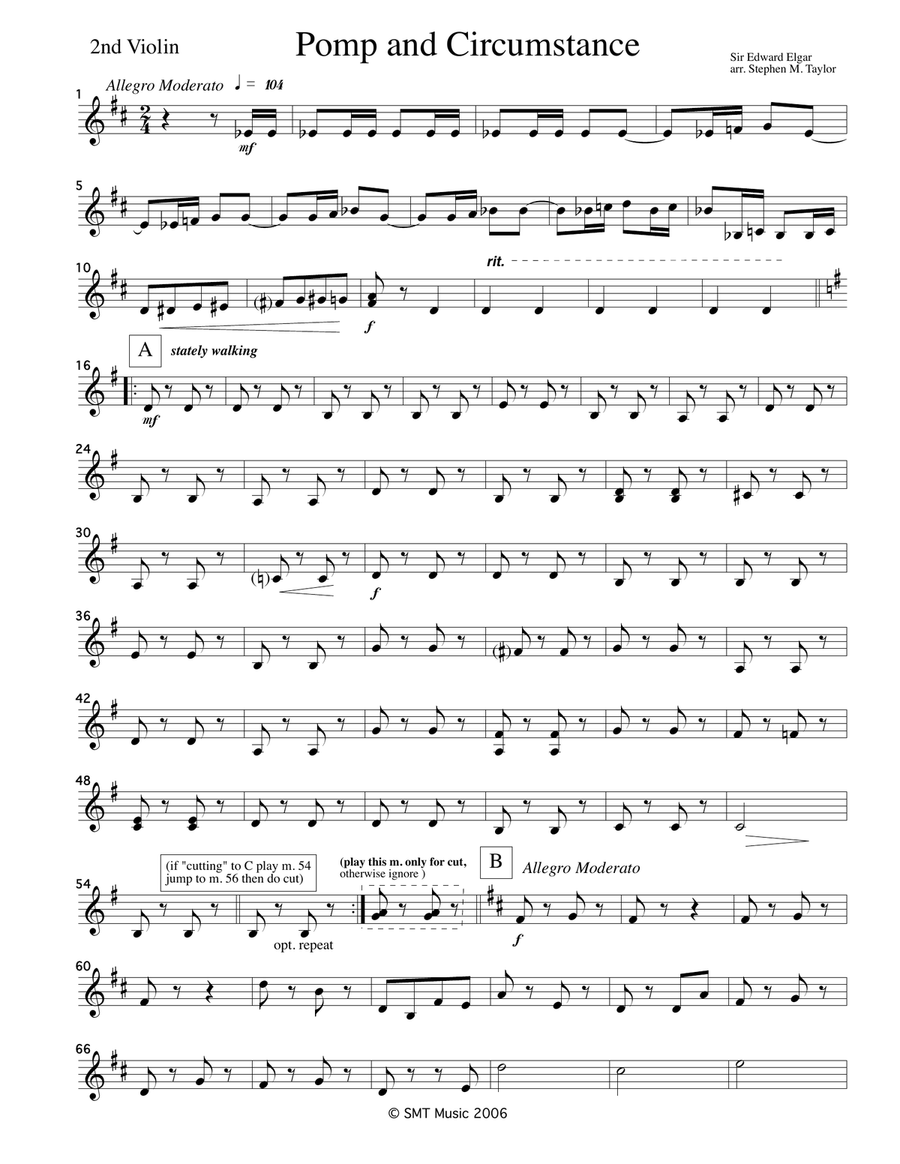 Pomp and Circumstance March no. 1 (graduation) string quartet String Quartet scores gallery preview page 5