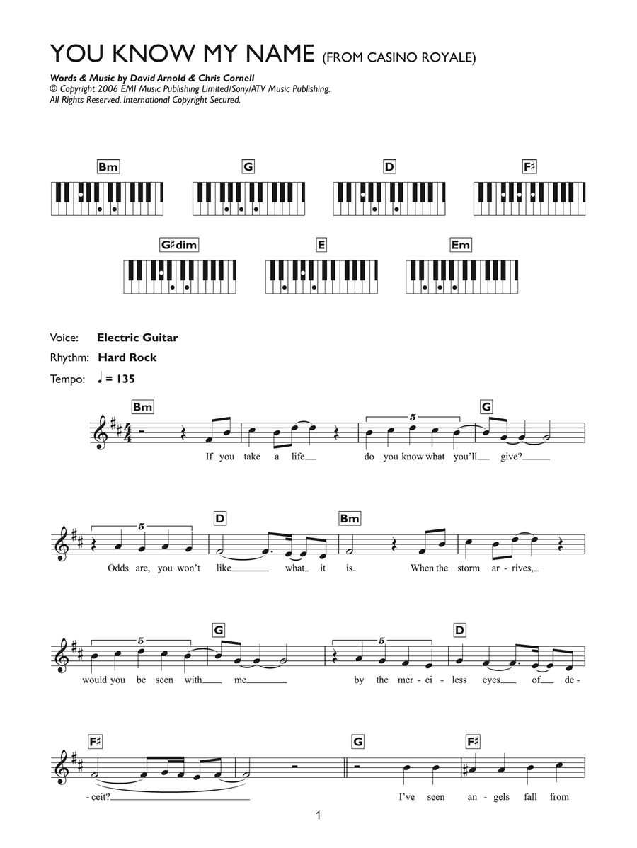 You Know My Name (theme from James Bond: Casino Royale) Piano Solo scores gallery preview page 1