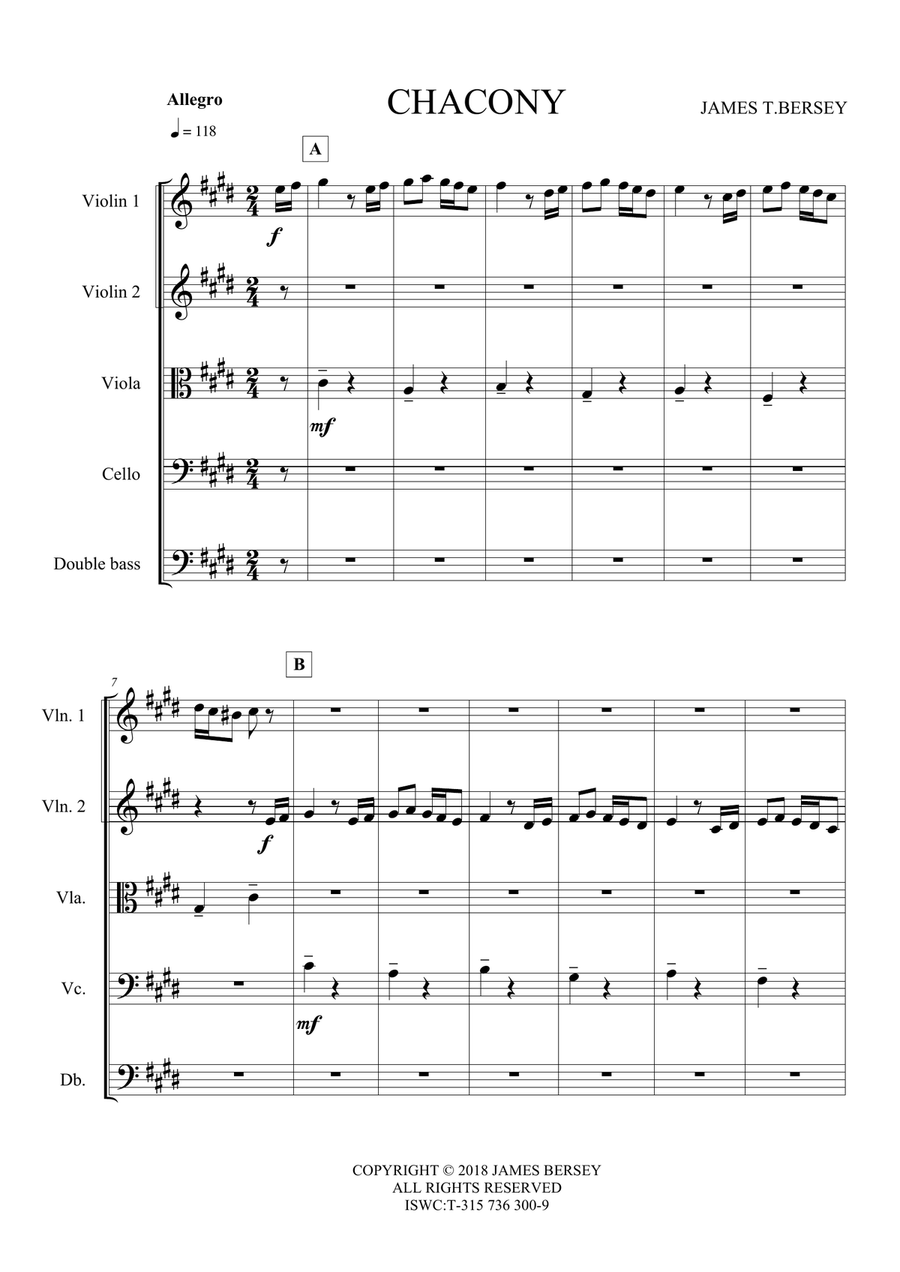 Chacony (set of parts & score) Chamber Music scores gallery preview page 4