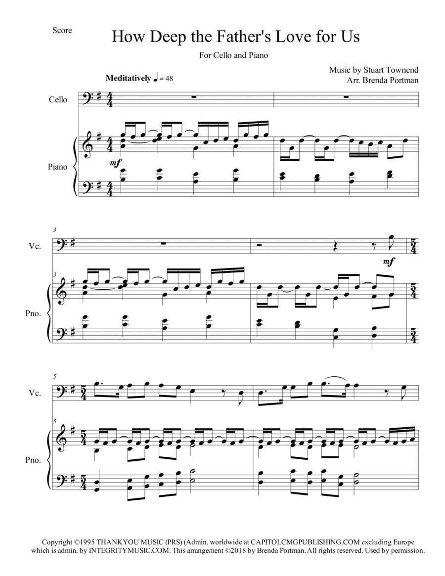 How Deep The Father's Love For Us Piano scores gallery preview page 1
