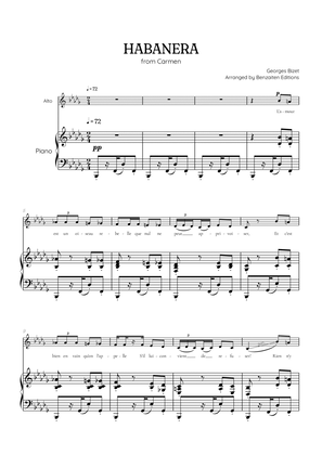 Bizet • Habanera from Carmen in Bb flat minor [Bbm] | alto sheet music with piano accompaniment