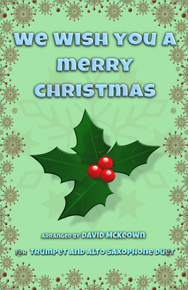 Book cover for We Wish You a Merry Christmas, Jazz Style, for Trumpet and Alto Saxophone Duet