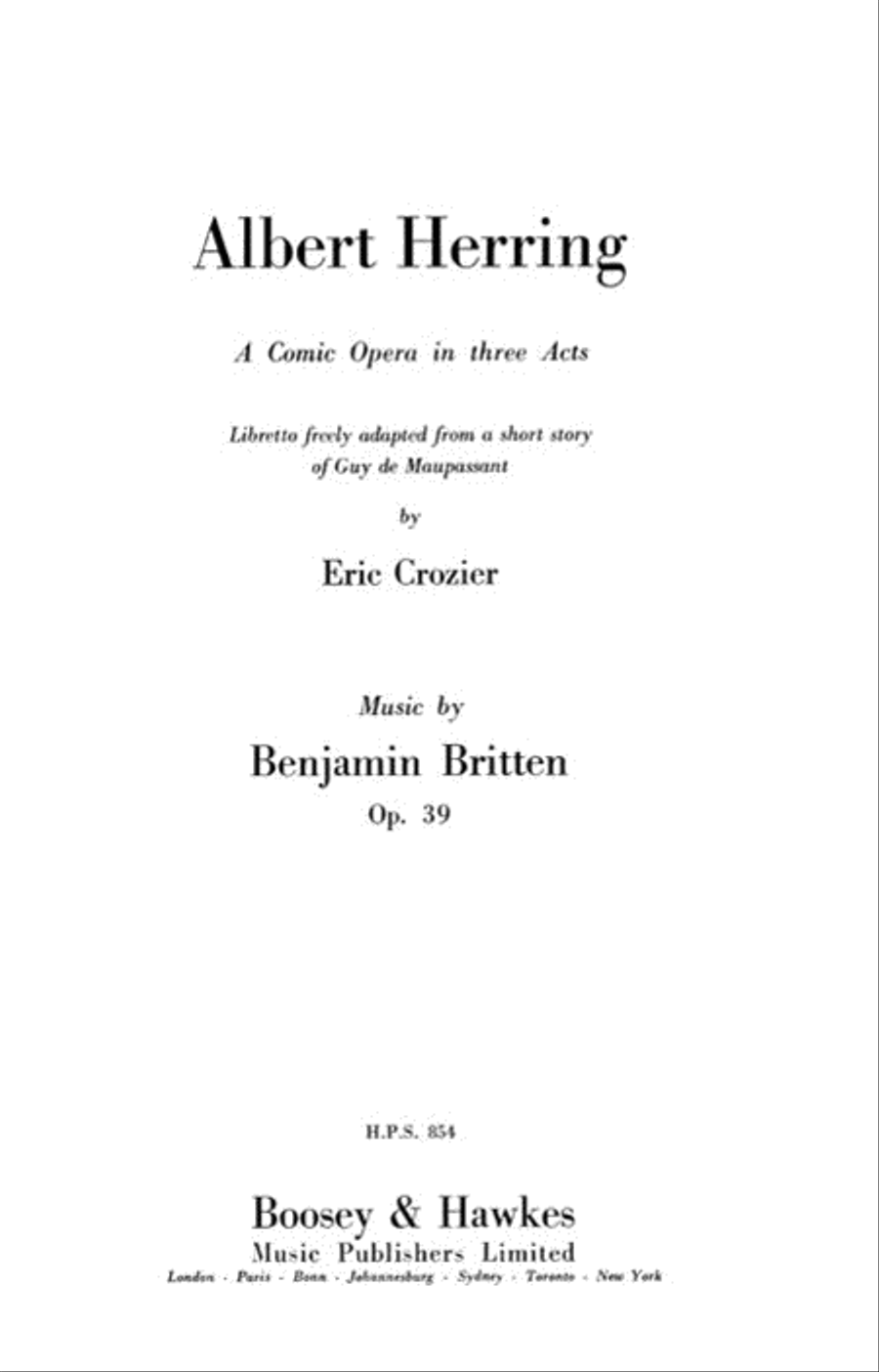 Albert Herring, Op. 39 Orchestra scores gallery preview page 1