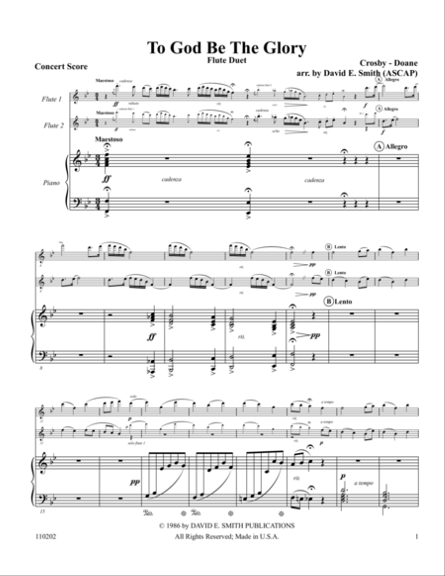 To God Be The Glory Flute Duet scores gallery preview page 1