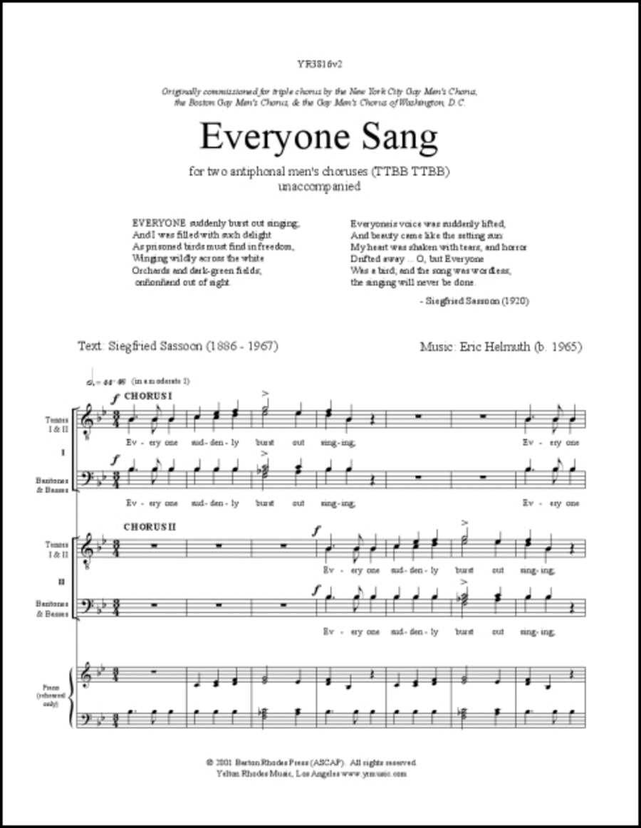 Everyone Sang! TTBB scores gallery preview page 1