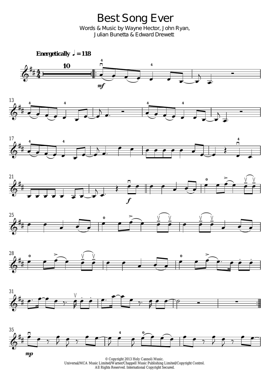 Best Song Ever Violin Solo scores gallery preview page 1