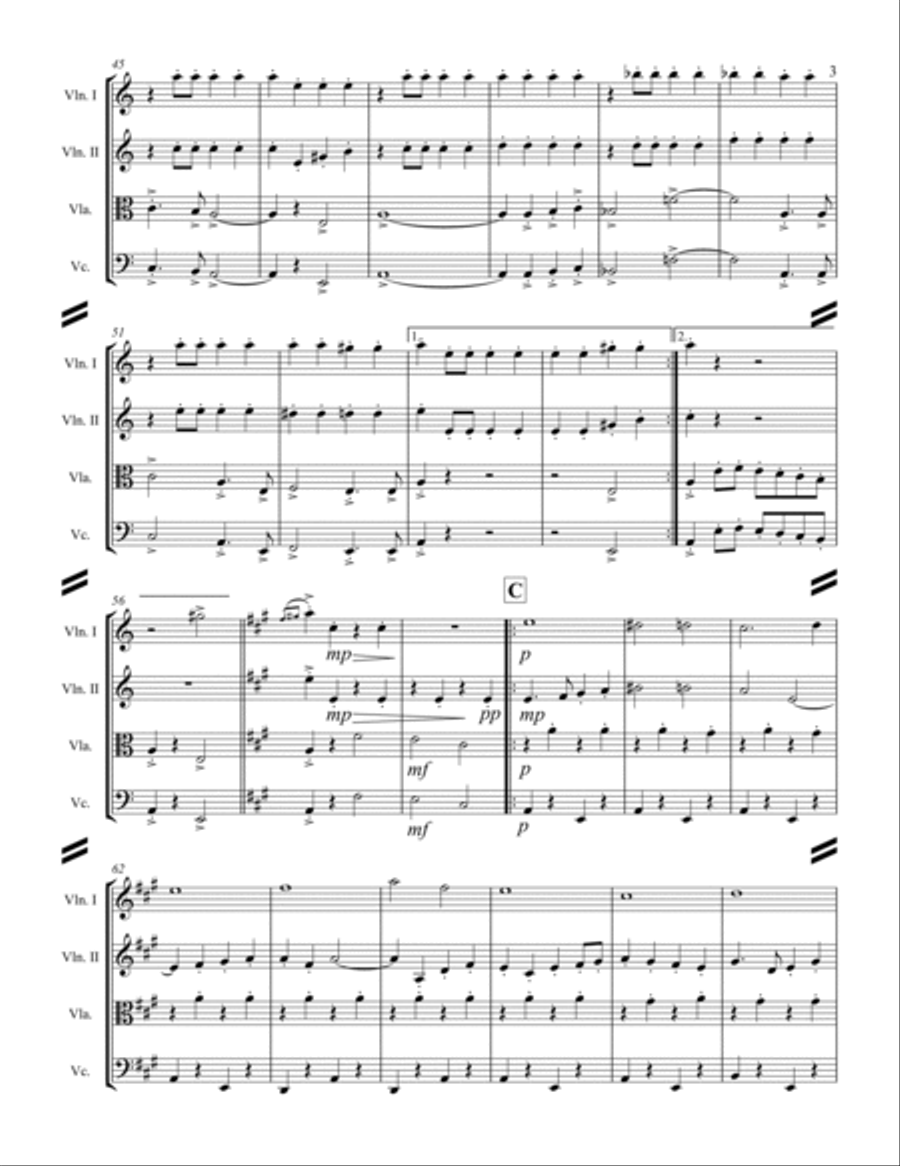 March - Joyce’s 71st N.Y. Regiment March (for String Quartet) String Quartet scores gallery preview page 4