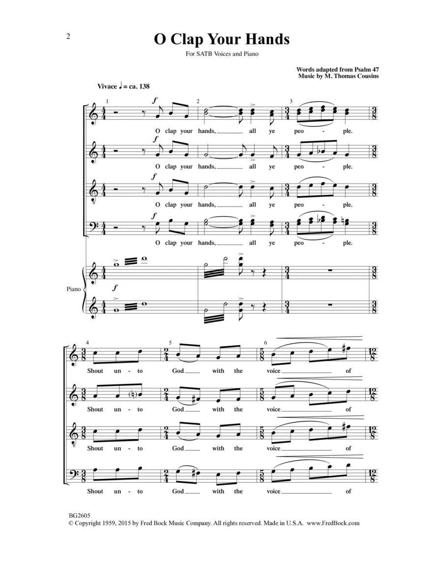 O Clap Your Hands 4-Part scores gallery preview page 1