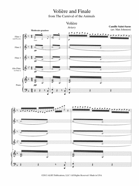 Voliere and Finale from The Carnival of the Animals for Flute Quartet and Piano