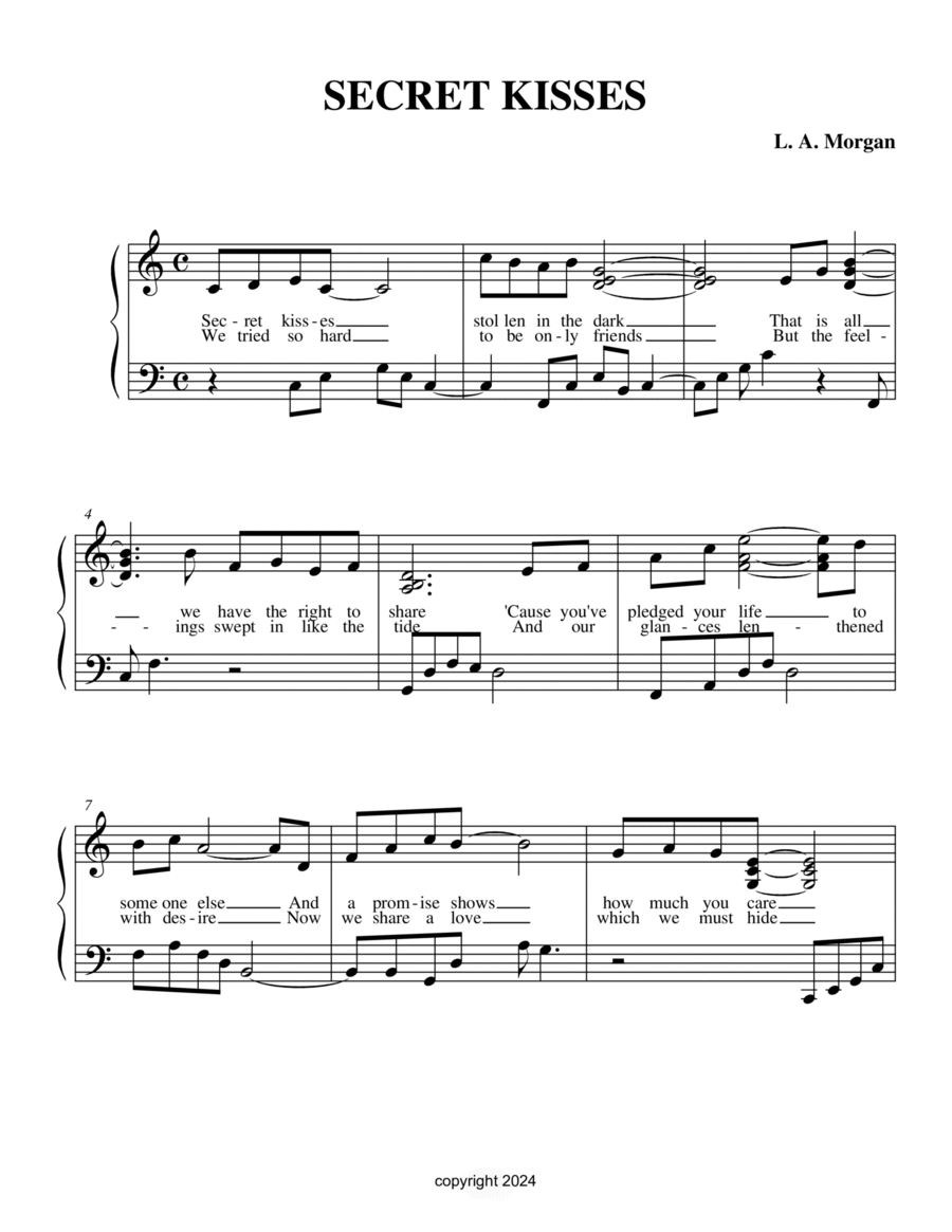 Secret Kisses Piano Solo scores gallery preview page 1