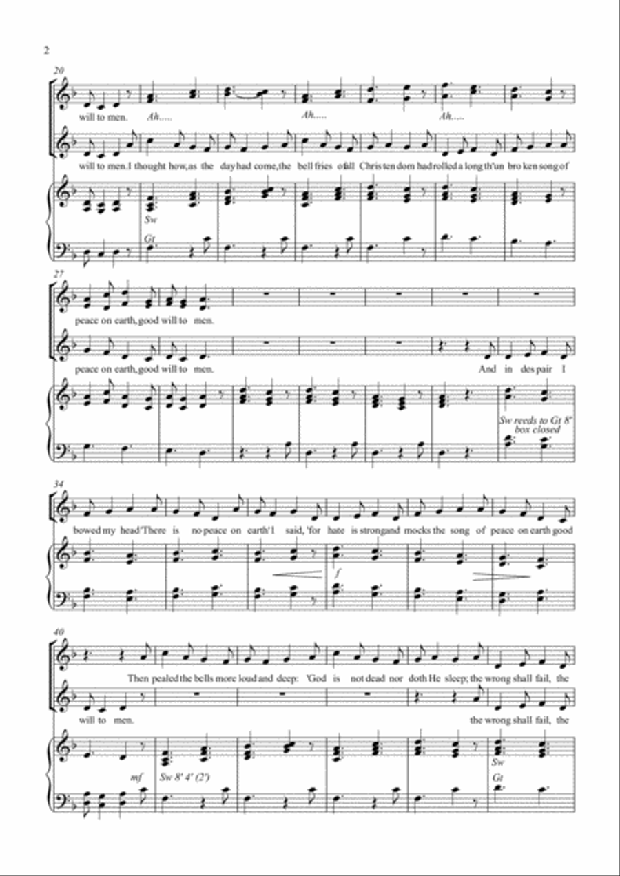 Christmas Bells, for SAB choir and keyboard 3-Part scores gallery preview page 2