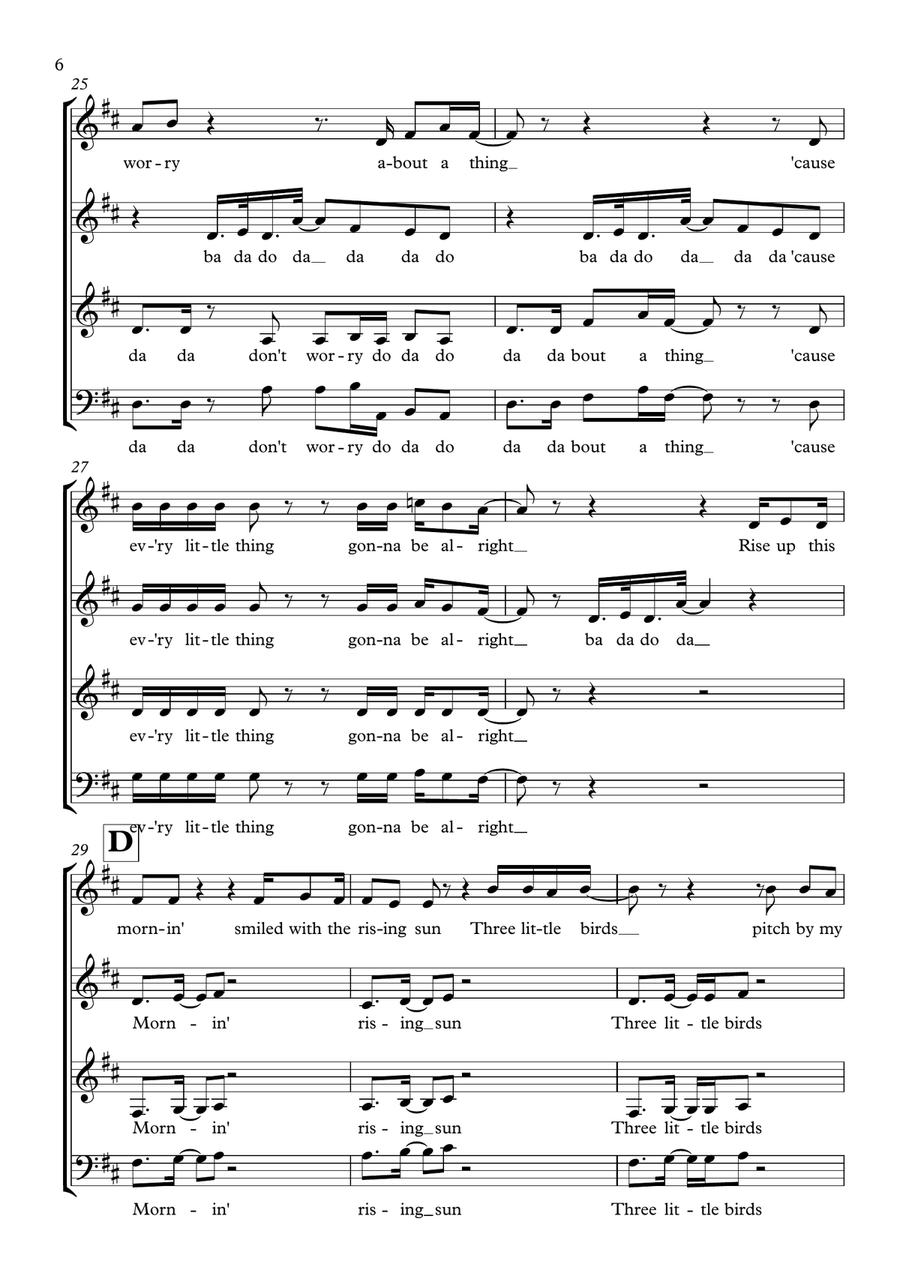 Three Little Birds 4-Part scores gallery preview page 6