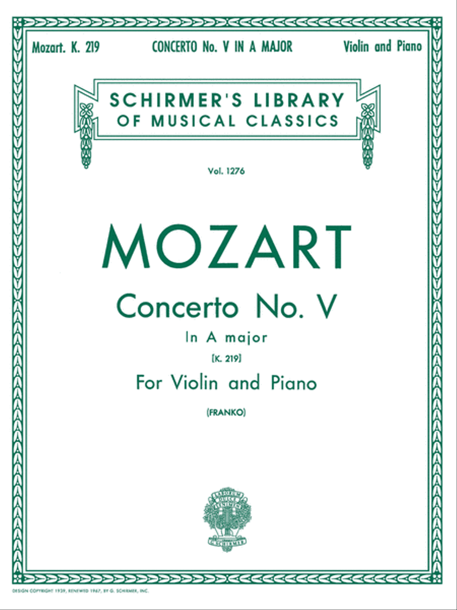 Concerto No. 5 in A, K.219 Orchestra scores gallery preview page 1