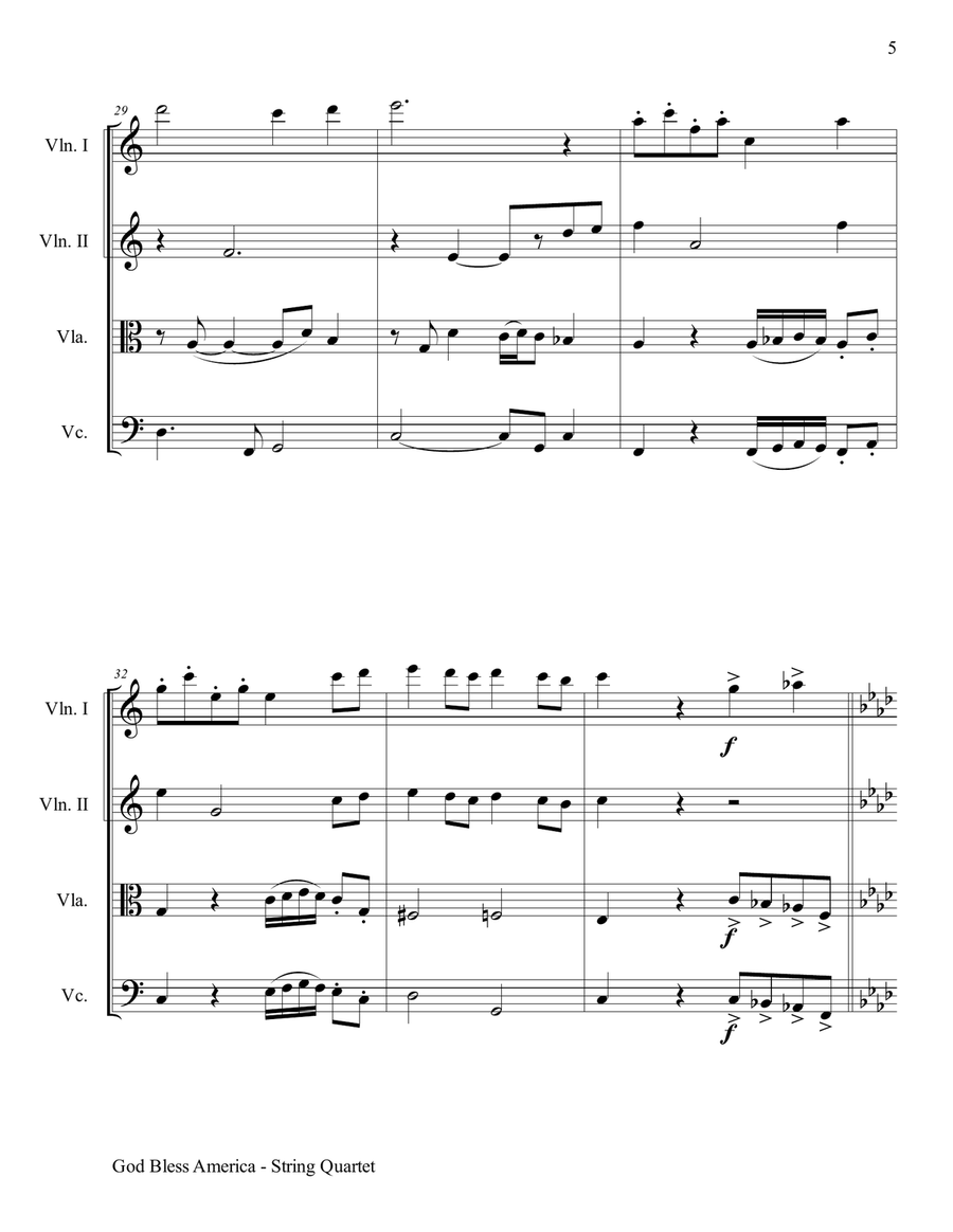 God Bless America God Bless America String Quartet scores gallery preview page 6