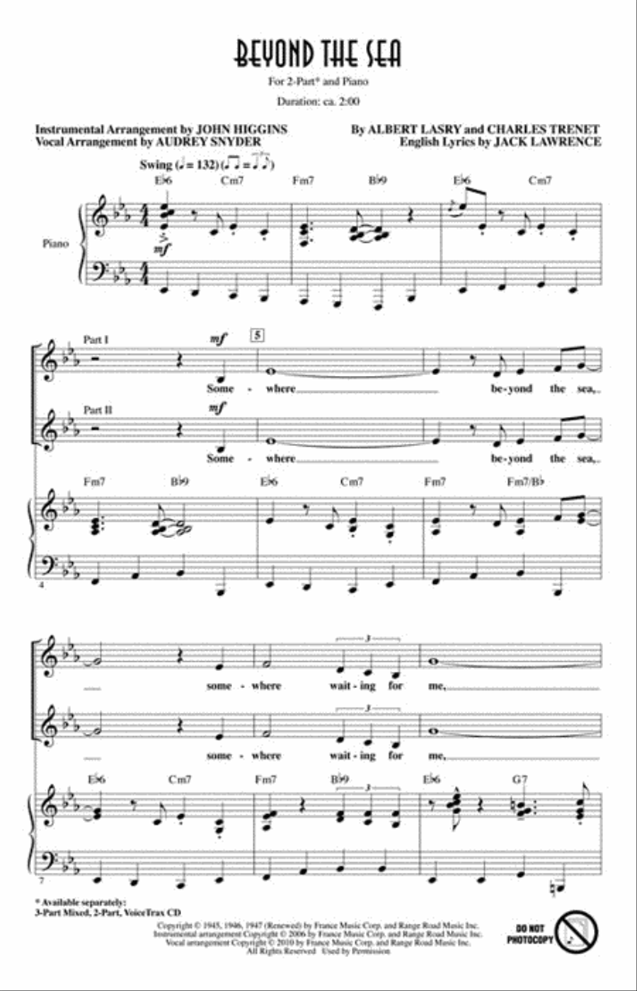 Beyond the Sea 2-Part scores gallery preview page 2