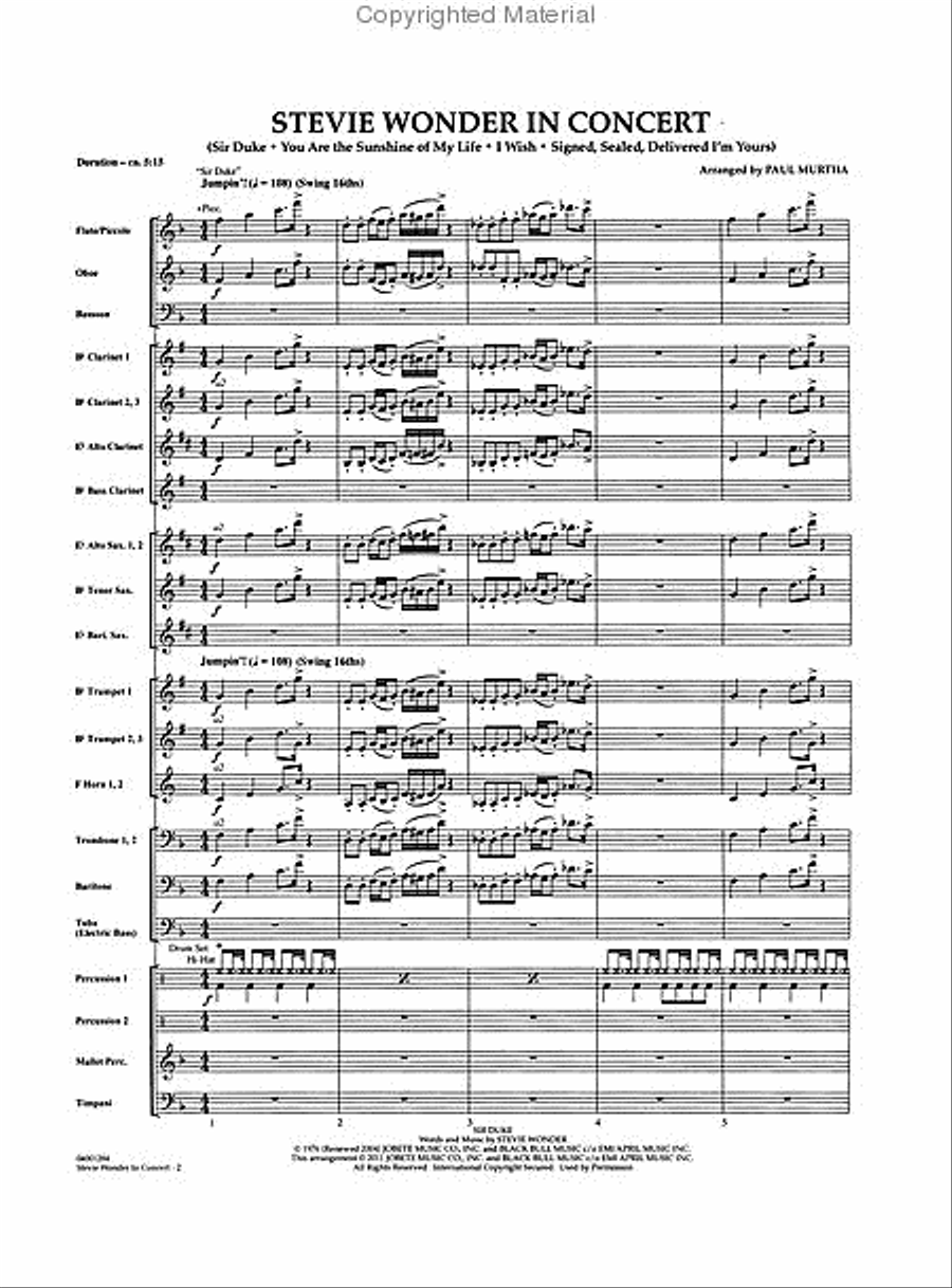 Stevie Wonder in Concert Concert Band scores gallery preview page 2