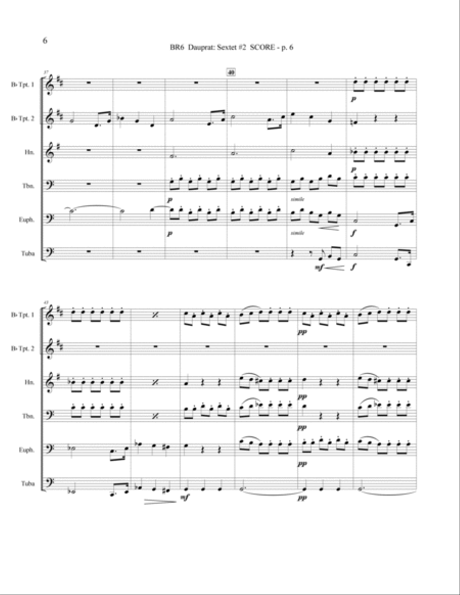 SEXTET #2 in C Brass Ensemble scores gallery preview page 6