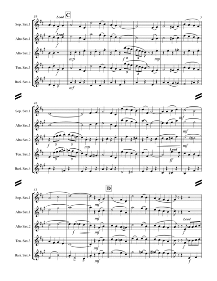 (There's No Place Like) Home For The Holidays Saxophone Quartet scores gallery preview page 4