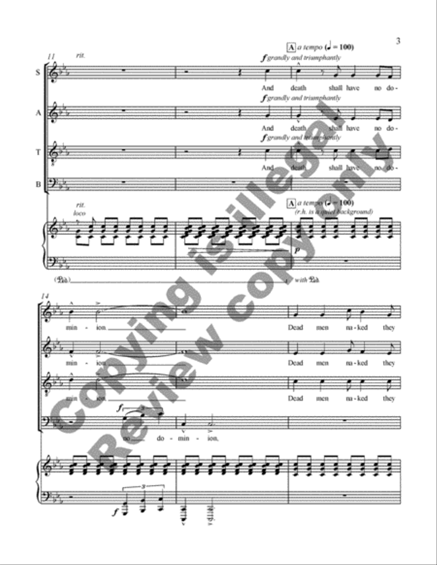 And Death Shall Have No Dominion 4-Part scores gallery preview page 18