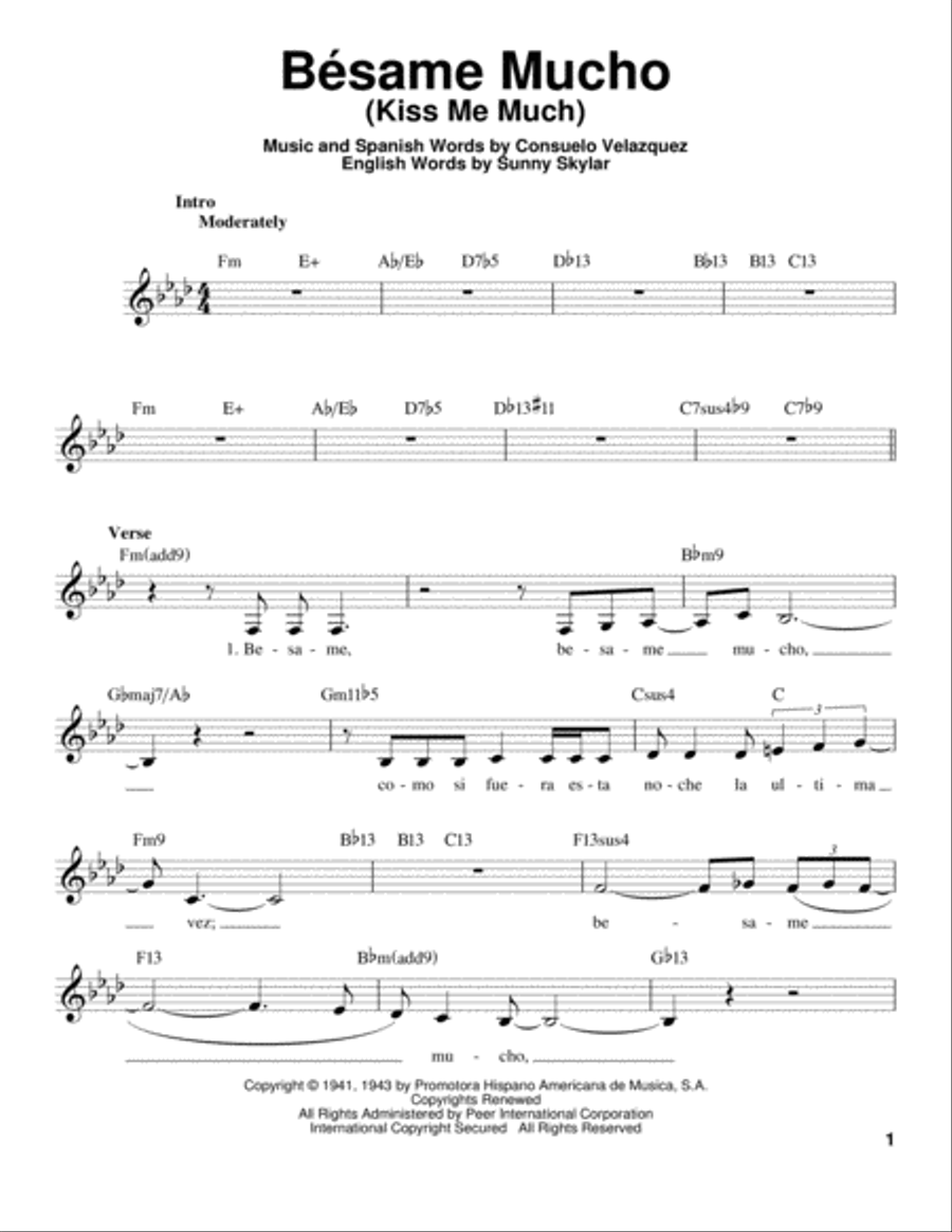 Bésame Mucho (Kiss Me Much) Voice scores gallery preview page 1