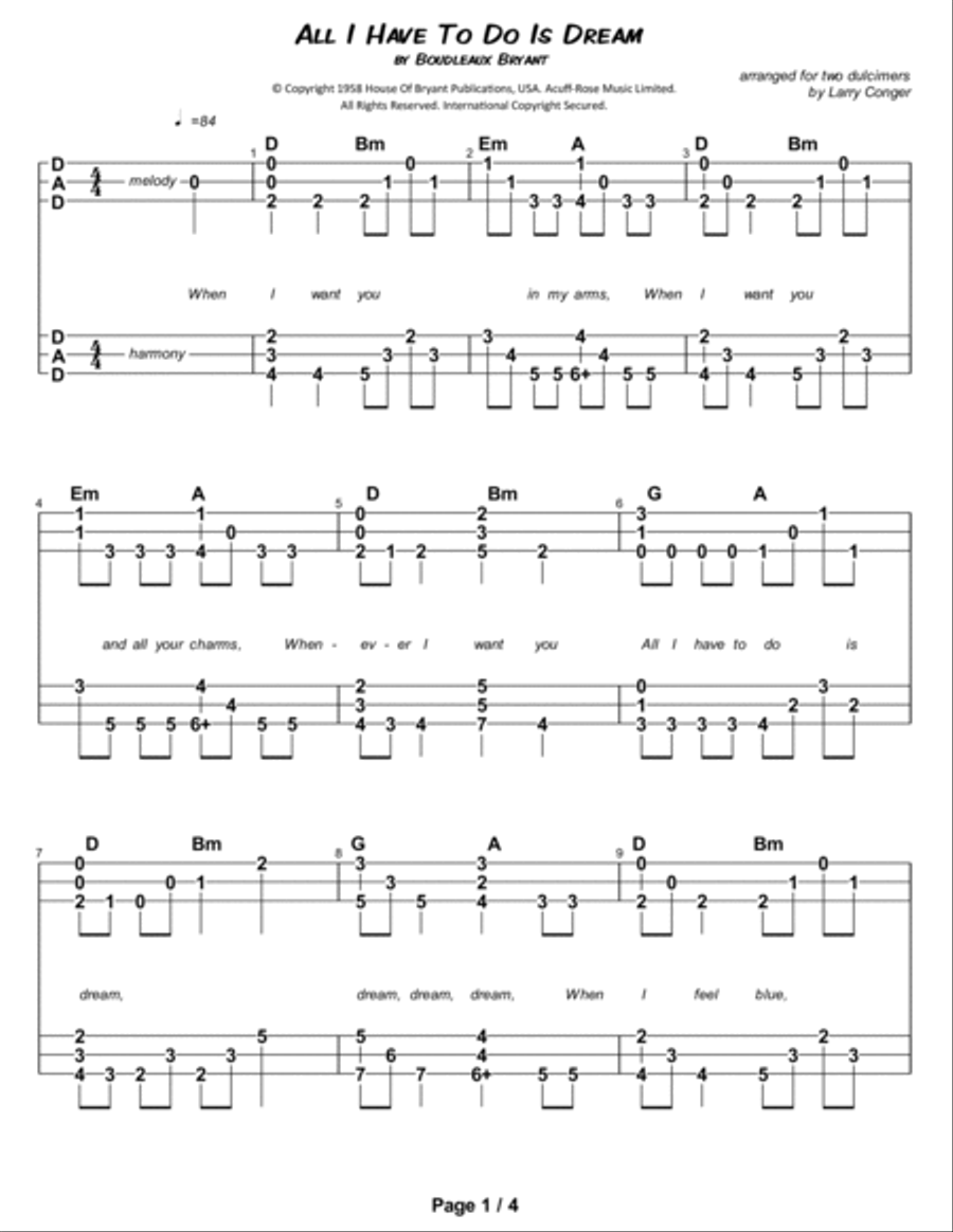 All I Have To Do Is Dream Dulcimer scores gallery preview page 2