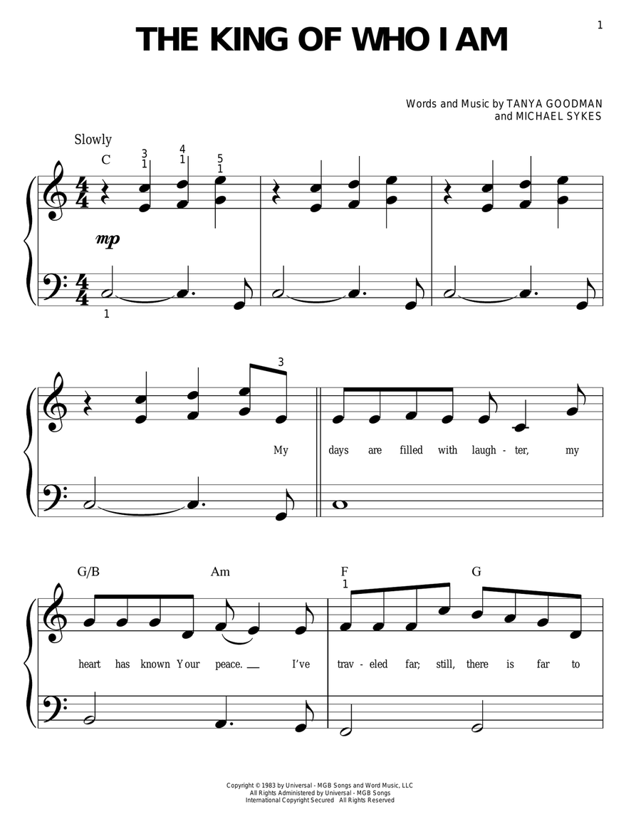 The King Of Who I Am The King Of Who I Am Easy Piano scores gallery preview page 1