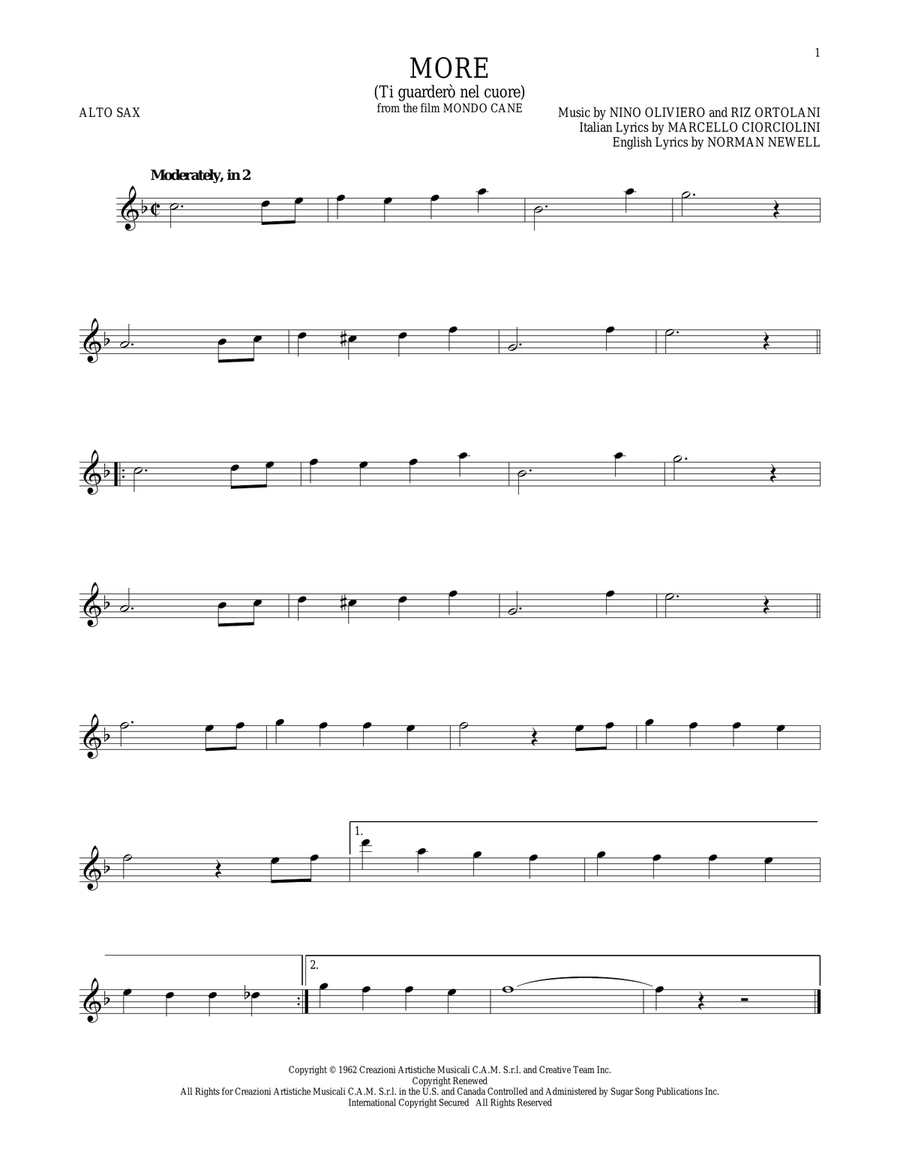 More (Ti Guardero Nel Cuore) Alto Saxophone scores gallery preview page 1