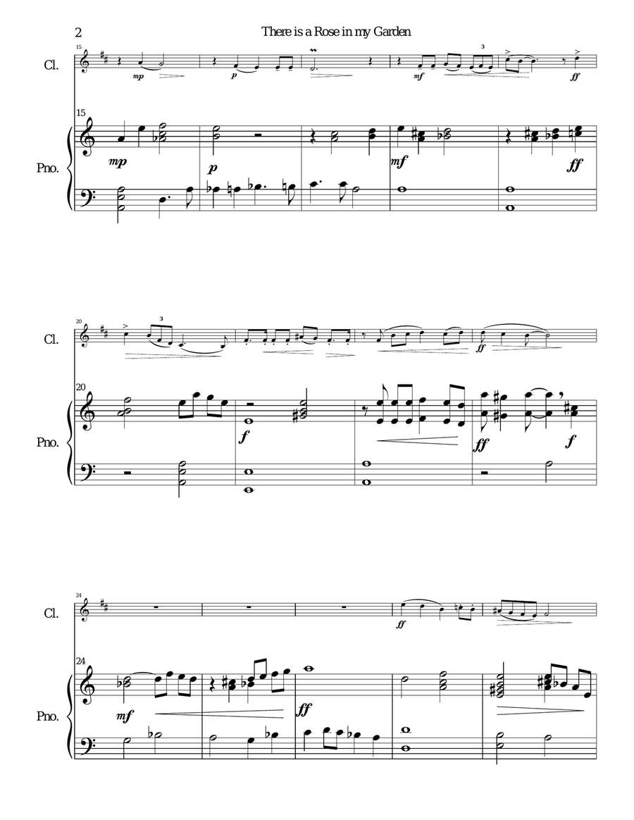 There is a Rose in my Garden for clarinet and piano Clarinet Solo scores gallery preview page 2
