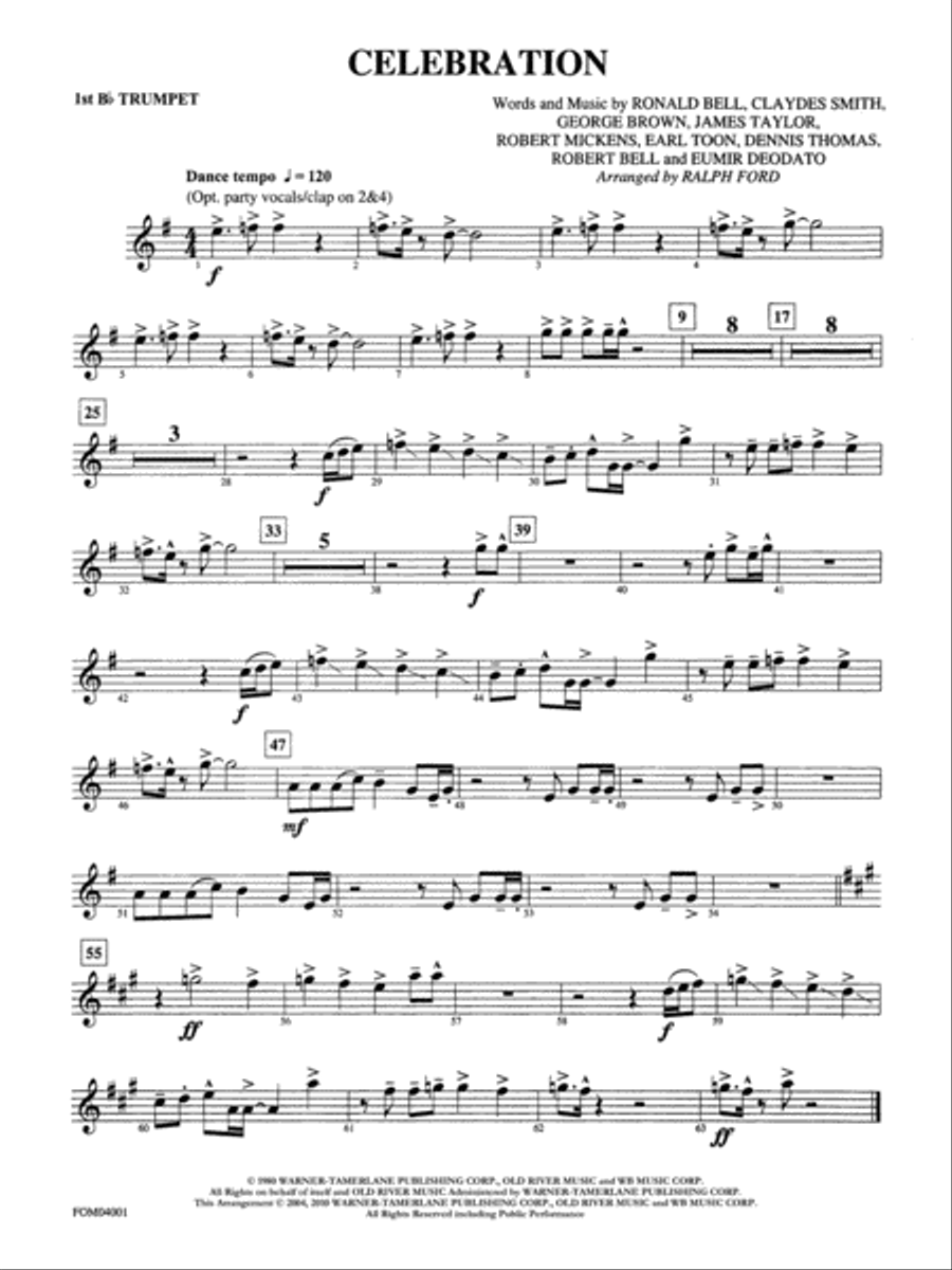 Celebration: 1st B-flat Trumpet Full Orchestra scores gallery preview page 1