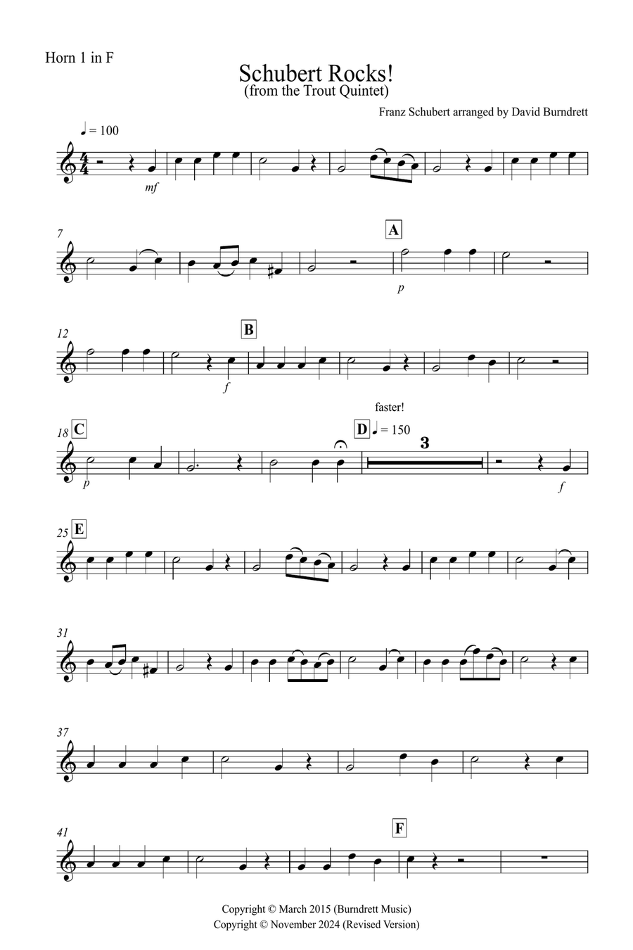 Schubert Rocks! for Horn Quartet French Horn Quartet scores gallery preview page 5