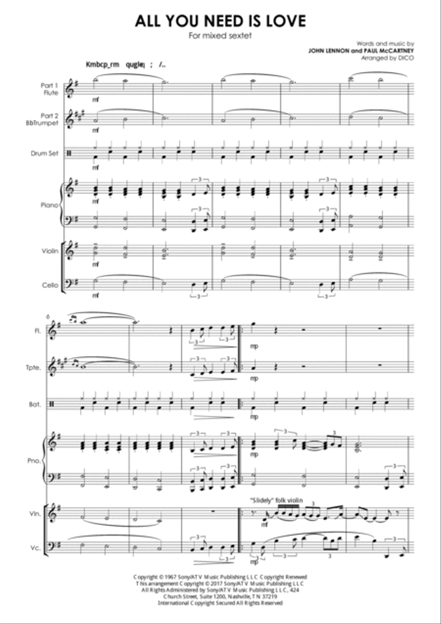 All You Need Is Love Small Ensemble scores gallery preview page 2